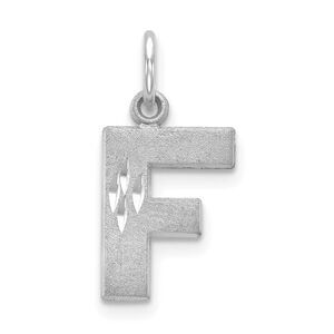 14k White Gold, Julia Collection, Small Satin Block Initial F Pendant